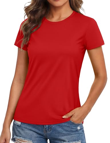 Image of MAGCOMSEN Women's Short Sleeve T-Shirts UPF 50+ Sun Protection Shirts Quick Dry Athletic Running Workout Tops Rash Guard