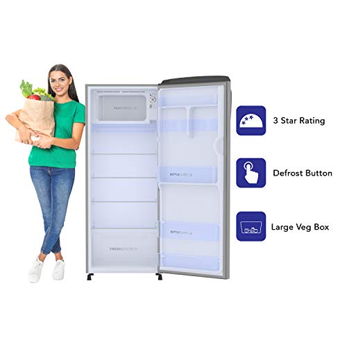 Image of Haier 242 L 3 Star Inverter Direct-Cool Single Door Refrigerator (HRD-2423CIS-E, Inox Steel)