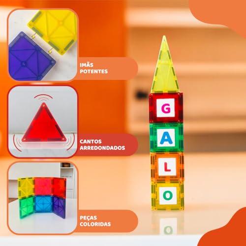 Blocos Magnéticos Magforma ABC 40 Peças Brinquedo magnético educativo