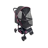 PETS TUFF 27.2” Buddy Buggies Foldable Pet Stroller - Shock Absorbing Frame with Storage - Machine Washable Fabric - Durable Mesh & UV Protected Retractable Canopy - Cat & Dog Stroller Up to 60lb