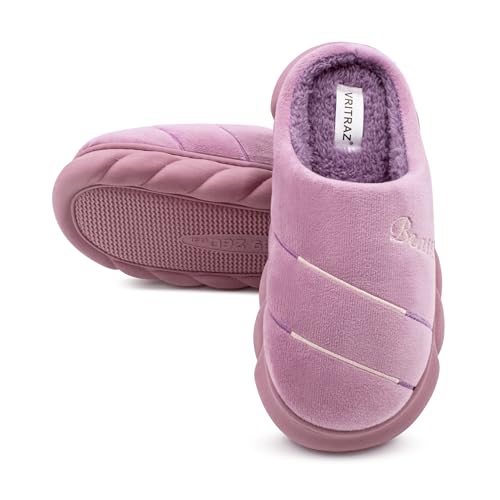 Image of VRITRAZ Women's Comfort Slip On Closed Toe Warm Winter House Clog Indoor Slipper