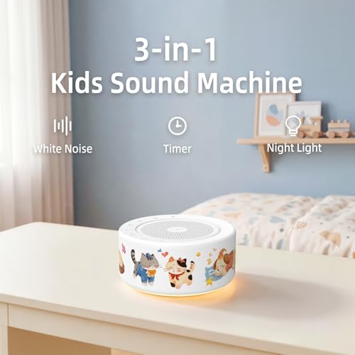 Image of Kipcush White Noise Machine for Baby & Adults, Sleep Sound Machine with 30 Soothing Sounds, 8-Color Night Light, Memory Function, White Noise for Sleeping, Nursery, Office, Travel, Relaxation