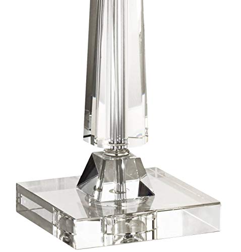 Vienna Full Spectrum Aline Glam Luxury Style Table Lamp 26.5" High Clear Crystal Column Gray Fabric Drum Shade Decor For Living Room Bedroom House Bedside Nightstand Home Office #TOP6