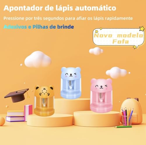 Apontador de Lapis Eletrico 2 Pilhas AA Deposito Apontador Eletrico Ursinho 2 Pilhas + Laminas Reser