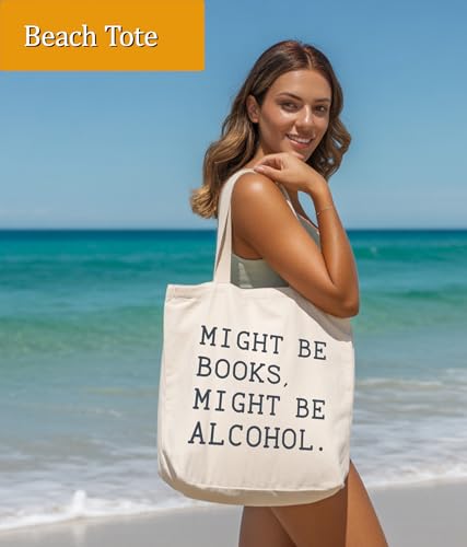 Image of Book Lovers Gifts Tote Bag for Bookish Readers, Aesthetic Book Tote Bag for Librarian, Medium Size with Inner Pocket