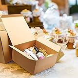 Switory 12pc Present Boxes with Lids, 20x20x10cm, Kraft Paper Gift Boxes for Crafting, Cupcake, Cardboard Bridesmaid Proposal Box,Brown Wedding Favor, Gift Ornaments, Easy Assemble Boxes - Image 3