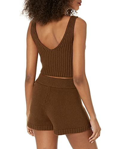 Image of The Drop Women's Sylvie Double V-Neck Textured Rib Cropped Sweater Tank