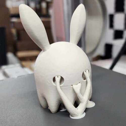 Little Ghost Bunny Collectible Figurine - Spooky Rabbit Home Accent for Desk Decor or Gift Display - 3D Printed in Canada image 5
