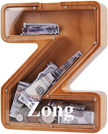Personalized-Alphabet Wooden-Letter Birthday-Christmas Decoration-Piggy-Bank Transparent-Creative - 26-Letter Large Wooden Kids Letter Piggy Bank, Wood Letter Bank Money Box Birthday (Z)