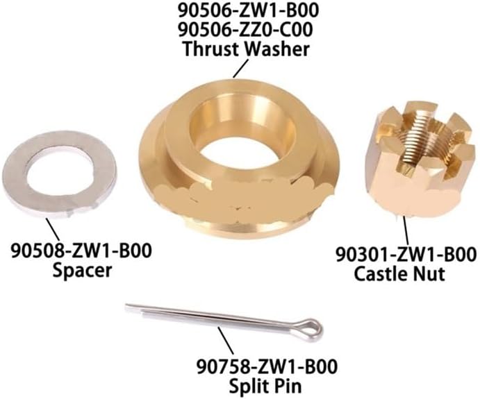 Outboard Motor Thrust Washer Castle Nut Suitable for 75HP-130HP Propeller Hardware Kit 90506-ZW1-B00 90506-ZZ0-C00 90301-ZW1-B00