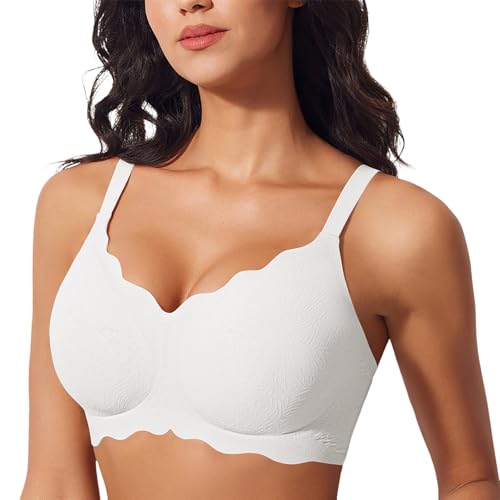 Soutien-gorge sans armatures blanc en taille 3XL avec fermeture à trois crochets confortable