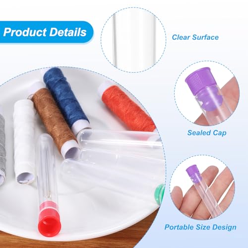 Image of PATIKIL 4 inch Length Plastic Sewing Needle Storage Holder, 10 Pcs Portable Matte Embroidery Needle Pin Toothpick Storage Tubes Case for Craft Knitting, Purple