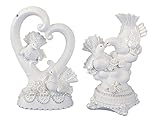 Lieferumfang: 2 Stück Geschenkestadl 2er Set Taubenpaar in Weiß Hochzeitsfiguren Vogel Figuren bis 14,5 cm