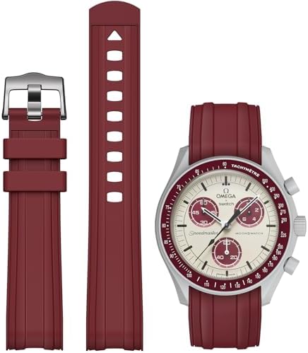 Strap for Omega x Swatch MoonSwatch Watch 20mm,Soft Replacement Rubber Strap for Swatch Omega Moonswatch Speedmaster,Curved No Gap strap for Moonswatch Swatch Men Women