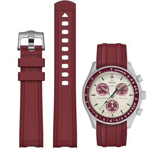 Strap for Omega x Swatch MoonSwatch Watch 20mm,Soft Replacement Rubber Strap for Swatch Omega Moonswatch Speedmaster,Curved No Gap strap for Moonswatch Swatch Men Women