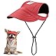 Pawaboo Hunde-Baseballmütze, Outdoor-Haustier-Sport-Sonnenschutz-Baseballmütze, Verstellbare Reise-Sportmütze Visor-Sonnenhut-Outfit mit Ohrlöchern für Kleine Hunde-Welpen, S, Rot