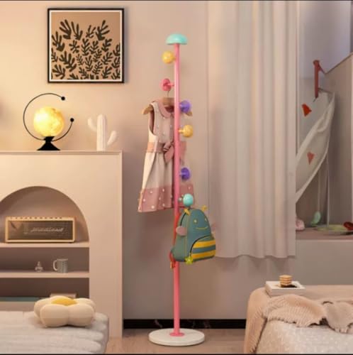 Image of HomeCloud Heavy-Duty Steel Coat Hanging Stand for Home & Boutiques-Freestanding Clothes Hanger Rack for Coats, Jackets, Hats, Bags & Daily Garments (Pink)