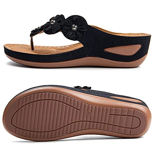 Fudynmalc Casual Wedge Sandals For Women Comfortable Flower Clip Toe Summer Beach Sandals Fashion Ladies Bohemia Platform Dress Shoes #TOP2