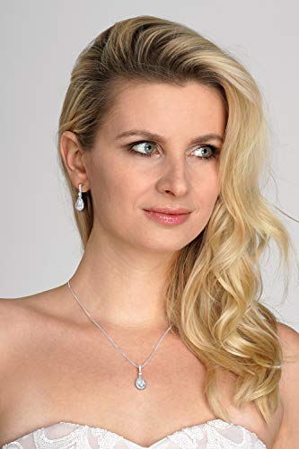 Mariell Bridal Wedding Necklace Earrings Set, Cz Crystal Pendant And Drop Earrings For Brides, Bridesmaid #TOP2