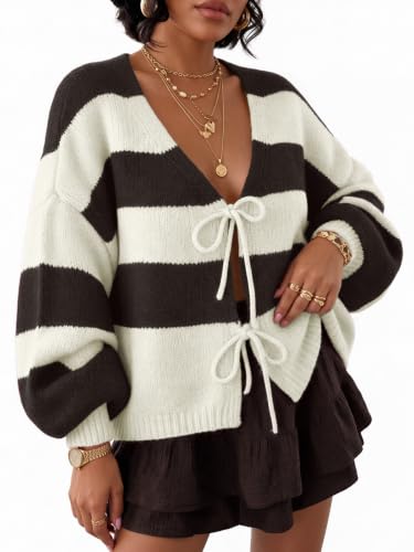 Womens Oversized Striped Cardigan - image 4