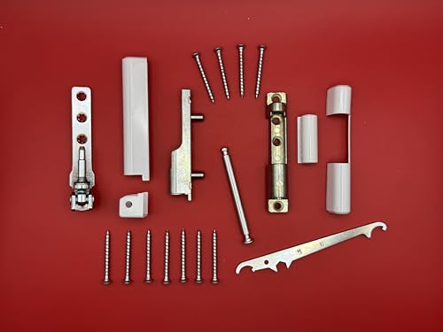 Aubi Siegenia Si Set di cuscinetti angolari a forbice, cuscinetti a forbice EW001 EB005 LL005 DIN destra + chiave di regolazione e tappi bianchi