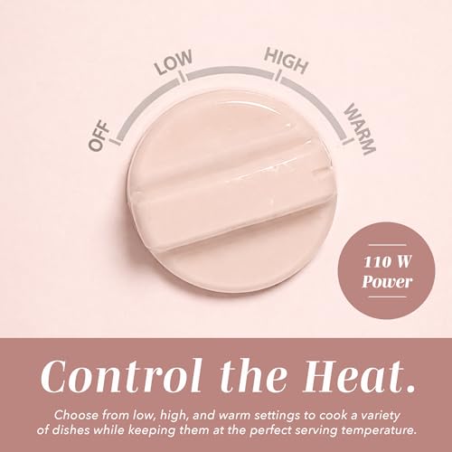 Image of COOK WITH COLOR 2QT Mini Electric Round Slow Cooker - Adjustable Settings, Removable Stoneware Pot, Tempered Glass Lid, Dishwasher Safe, Cool-Touch Side Handles, Dusty Rose
