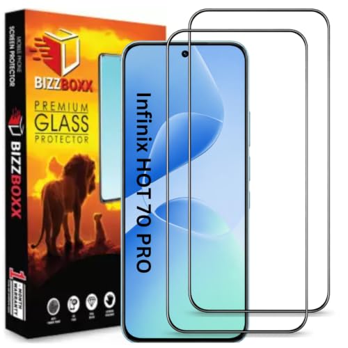 Image of Screen Guard For Infinix HOT 70 PRO Tempered Glass Screen Protector Guard - HD Clarity, Anti-Fingerprint Temper Guard (Infinix HOT 70 PRO - 6.76 Inch) With Installation Kit - Pack of 2