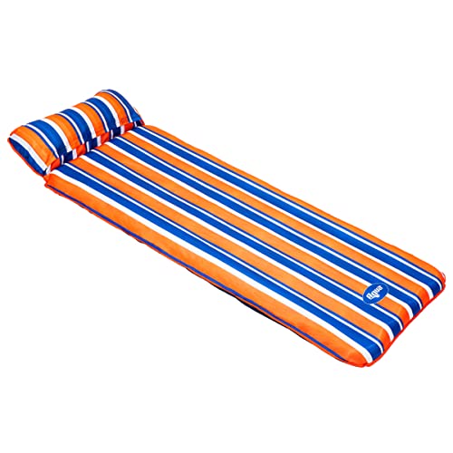 Inflatable Fold N Go Deluxe Float and Mat with Built in Self Storing Carry Bag 71inx27in-Rip Stop
