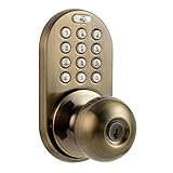 MiLocks DKK-02AQ Electronic Touchpad Entry Keyless Door Lock, Antique Brass