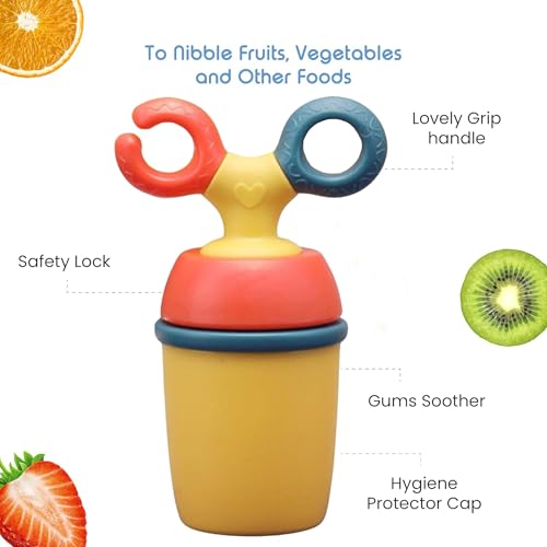 Image of Baby Skin Care Powder Talcum Puff Case Cum Container Box With Fruit Feeder Nibbler Teether For Babies /Kids /Toddler /New Born BPA Free (PATTERN 41)