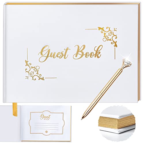 Wedding Guest Book, Wedding Guestbook With Gold Pen, Guest Book Wedding Gold Stamping, Bridal Shower Guest Book With Gold Paper Edges, Wedding Guestbook Alternative, Guestbook Wedding #TOP6