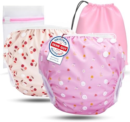 KIDVERSE Schwimmwindel Baby 0-3 Jahre - Set Schwimmwindeln wiederverwendbar | Wiederverwendbare Schwimmwindel - Hautfreundliche Badewindel Dermatest geprüft - Verstellbare Baby Bad