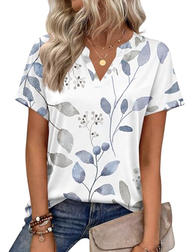 Image of Zeagoo Womens Tops Short Sleeve Summer V Neck Shirts Work Blouses Business Outfits Fashion Clothing