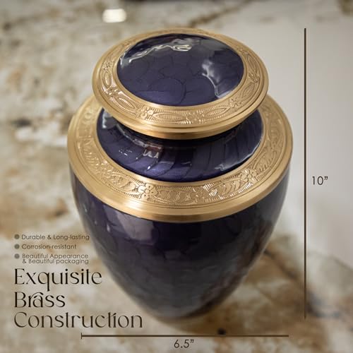 Image of Cremation Urn for Human Ashes - Adult Brass Urn for Men or Women up to 200lbs - Handcrafted Memorial Burial Urn - Suitable for Funeral or Display