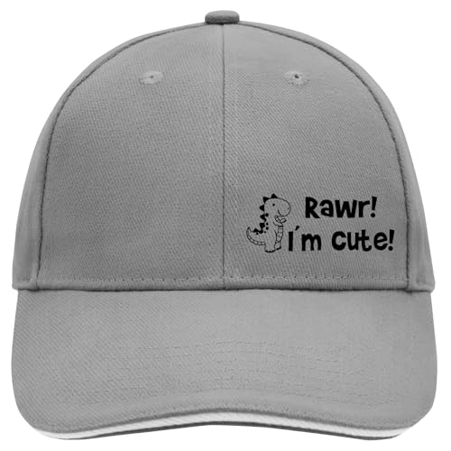 Huuraa Cappy Mütze T-Rex I`m Cute Dark Grey/White Baumwolle 6-Panel Kappe Geschenkidee
