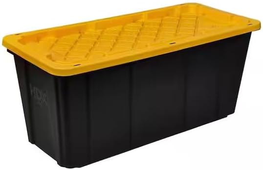 57 Gal. Tough Storage Tote in Black with Yellow Lid