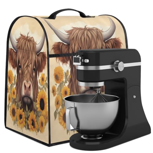Coffee Maker Cover Highland Cow Sunflowers Kitchen Appliance Covers Small Appliance Covers Blender Cover Juicer Cover Dust Covers for Kitchen Appliances with Top Handle and Pockets,Washable,C987
