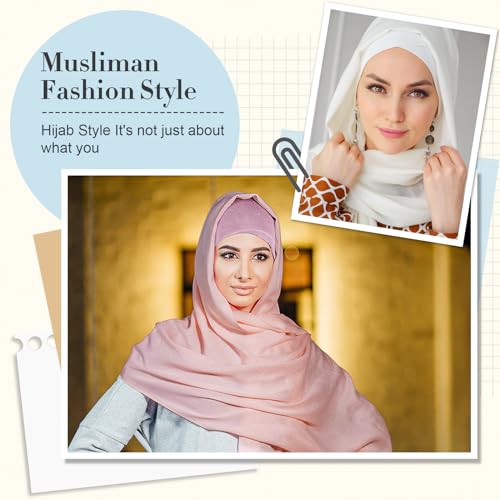 Bunnycool 18 Pcs Muslim Hijab Scarves for Women with Under Scarf Cap Chiffon Shawl Islamic Caps with Tie-Back Closure (Vivid Colors)