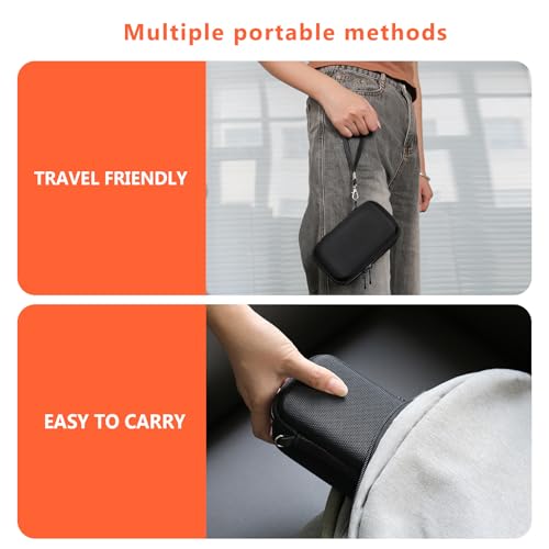 Image of Hard Travel Case for Sony ZV-1F / ZV-1 / ZV-1 II Digital Camera, Vlogger Camera Storage Holder Travel Bag with Zipper Mesh Pocket for Battery Pack, Charging Cable, USB Card, Orange