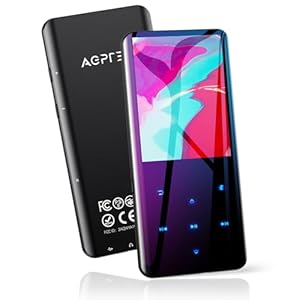 AGPTEK 64GB MP3 Player with Bluetooth 5.3, A19PL 2.4″ Curved Screen Portable Music Player with Speaker Lossless Sound with FM Radio, Voice Recorder, Supports up to 128GB, Black