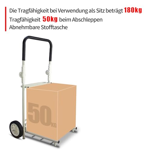 TOPWELL Einkaufstrolley, Klappbarer bis 50kg Einkaufswagen 120L Einkaufstasche Shoppingtrolley Handwagen für Einkaufen oder Transportieren von Waren, Kann als Sitz verwendet Werden. (Blau+weiß) – Bild 3