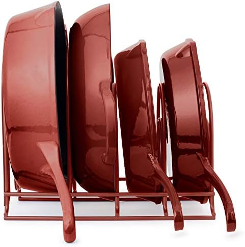 Miniatura 6 de Cuisinel Organizador de sartenes para sartenes de hierro fundido, planchas y ollas, construcción de acero resistente, soporta hasta 50 libras, color