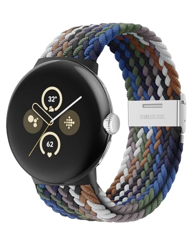 BandRain 伸縮性編組バンド Google Pixel Watch 3 41mm/Pixel Watch 2バンド/Google Pixel Watchバンド - アップグレードコネクタ - 伸縮性ナイロン通気性スポーツストラップ 男女兼用