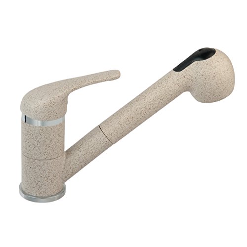 Beige ausziehbare Granit Küchenarmatur Spültischarmatur Küchen Wasserhahn mit herausziehbarer Geschirrbrause Cover