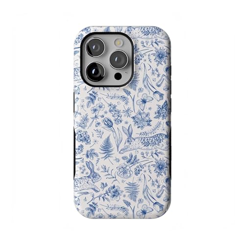 Casely iPhone 15 Pro Case | Hop & Bloom | Bunny Toile | Bold Protective Design | Compatible with MagSafe