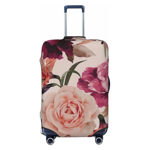 Pink Rose Flower Print Luggage Suitcase Cover Protector Luggage Washable Covers With Concealed Zipper
