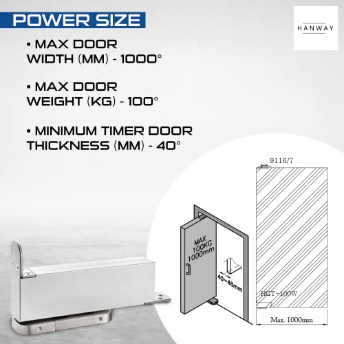 Hanway Door Closer Hgt-100W - Invisible Self Closing Door Hinges Heavy Duty Hardware, Shaft Stainless Steel Hidden Pivot Hinge For Wood & Metal Doors (Made In Taiwan) #TOP2