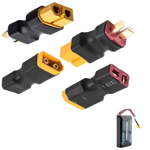 wilcractk 4 Pièces XT60 Femelle à Mâle Deans T Connecteur Adaptateur sans Fils RC LiPo, Chargeur, Drone FPV, Voiture Modèle, Avion et Quadcopter –...
