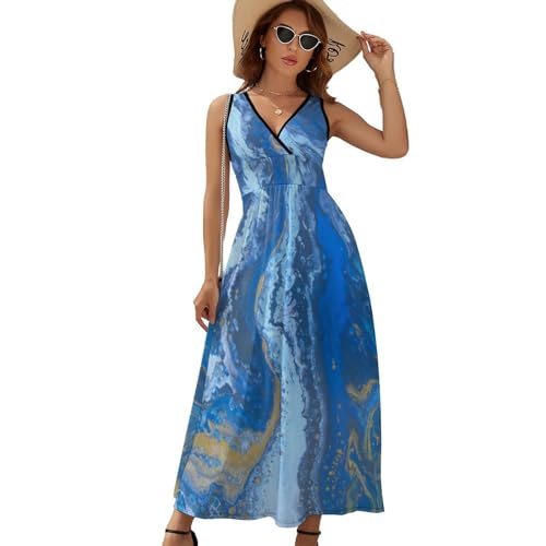 Robe Longue D'été sans Manches Chic - Robe de Plage Col V Léger - 6