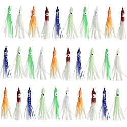 Señuelo Imitacion Calamar XPEX 20 Piezas 6CM Luminosa señuelos de Pesca Suave, Calamar Pulpo Falda señuelos de Pesca de Agua Salada curricán señuelos señuelos de Pesca de plástico